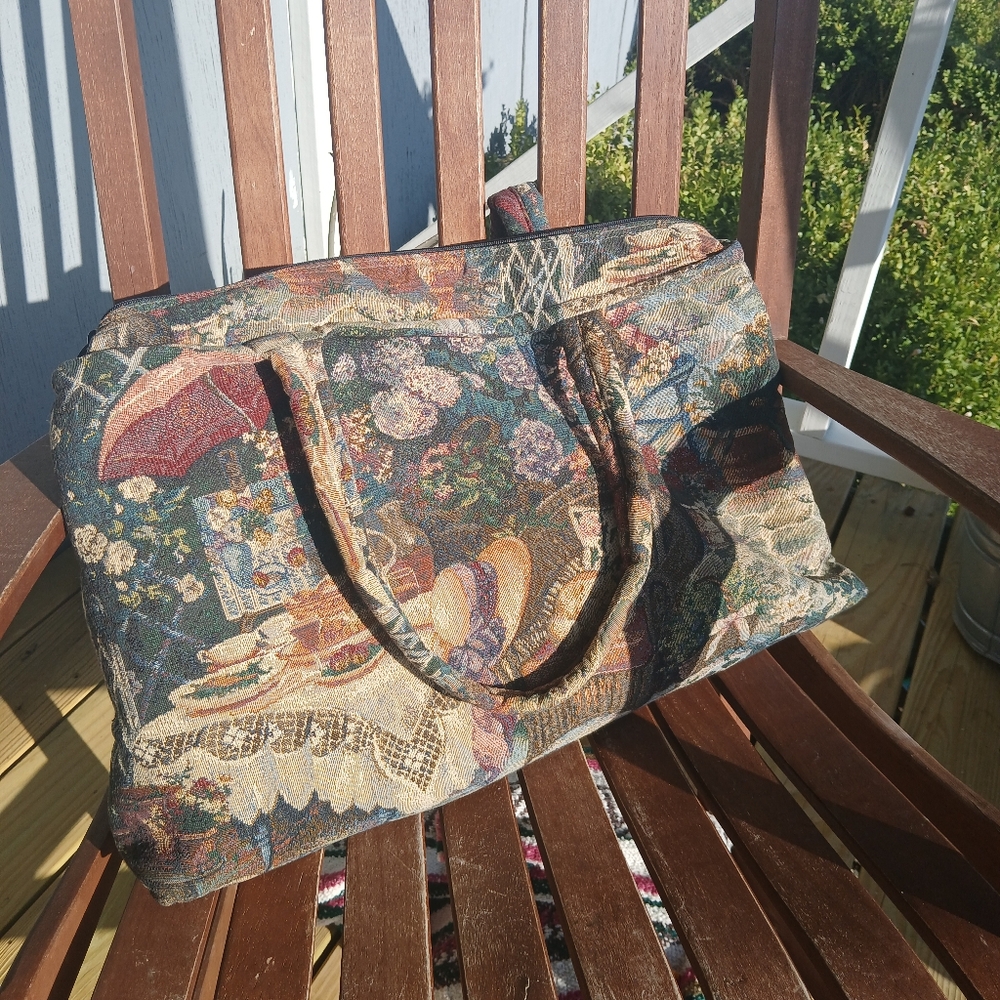 Vintage Nancy Lee Anderson Accessories Tapestry Tote Bag Set
